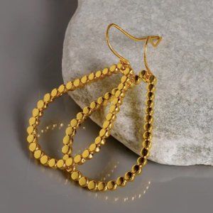 14k Gold Plated Water Drop Hoop Earrings